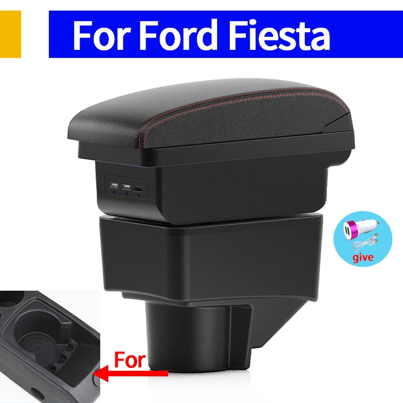 For Ford Fiesta Armrest Box for Ford Fiesta 3 Car Armrest 2011-2018 Car Storage Box Accessories Easy Installation Dedicated