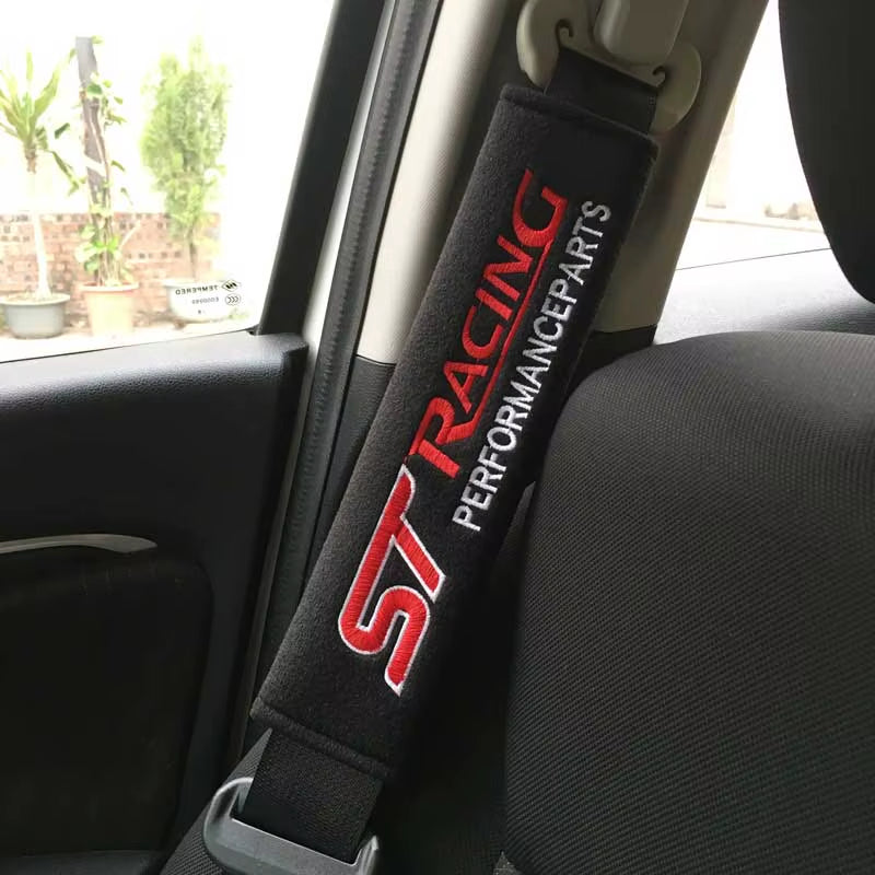 2Pcs Car Seat Belt Cover Shoulder Pads Cover Case for ST Racing Logo for Ford FOCUS 3 Mondeo Fiesta Kuga MK2 MK3 Accessories