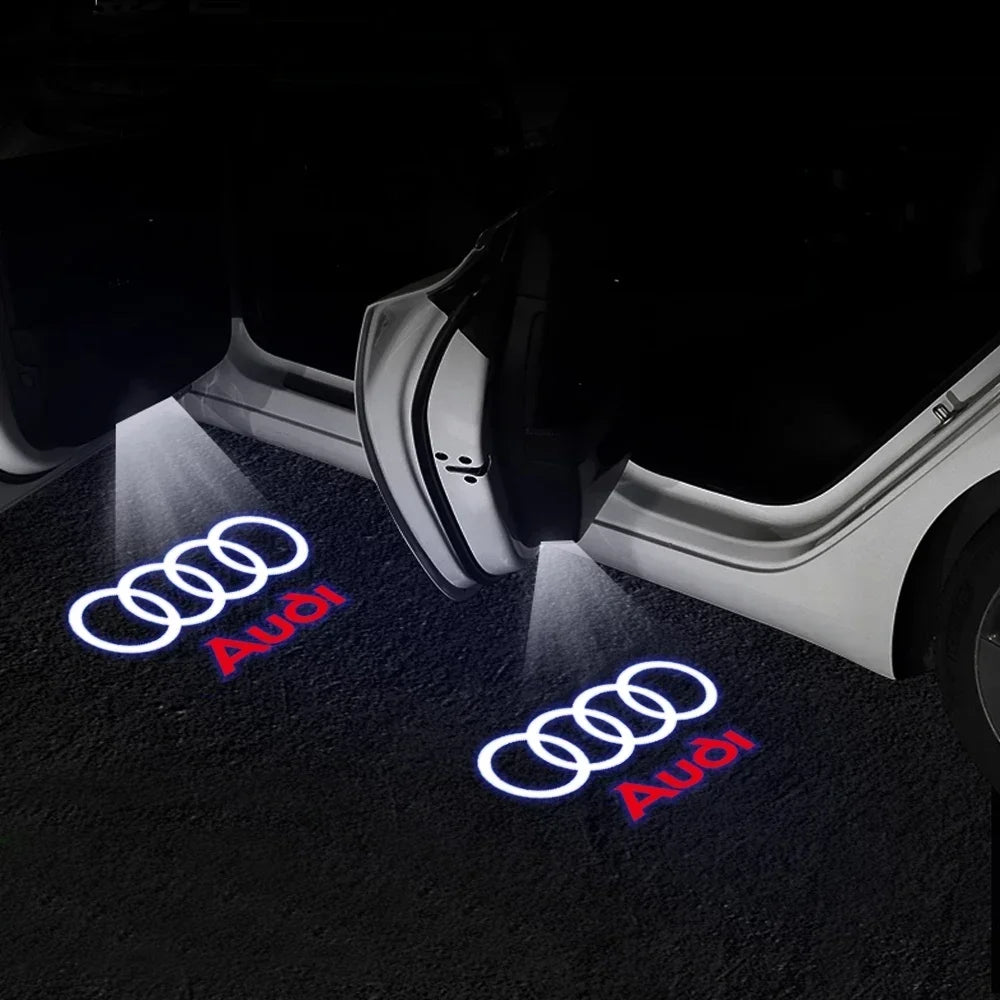 For  2Pcs Car HD Projector Lamp LED Door Welcome Light Sline Quattro RS S4 S5 S6 S7 S8 A3 A4 A5 A6 A7 A8 Q7 RS5 RS6 RS7
