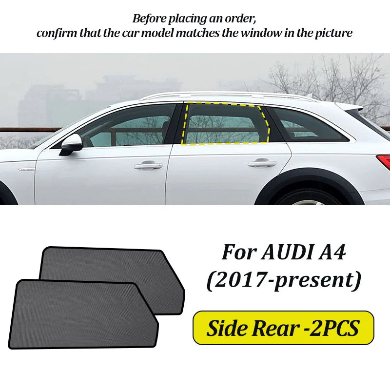 for AUDI A4 B9 2017-2025 3 Boxes Car Window Sunshade Magnetic Curtain Auto Side Window Sunshade Exterior Trim Sun Shade