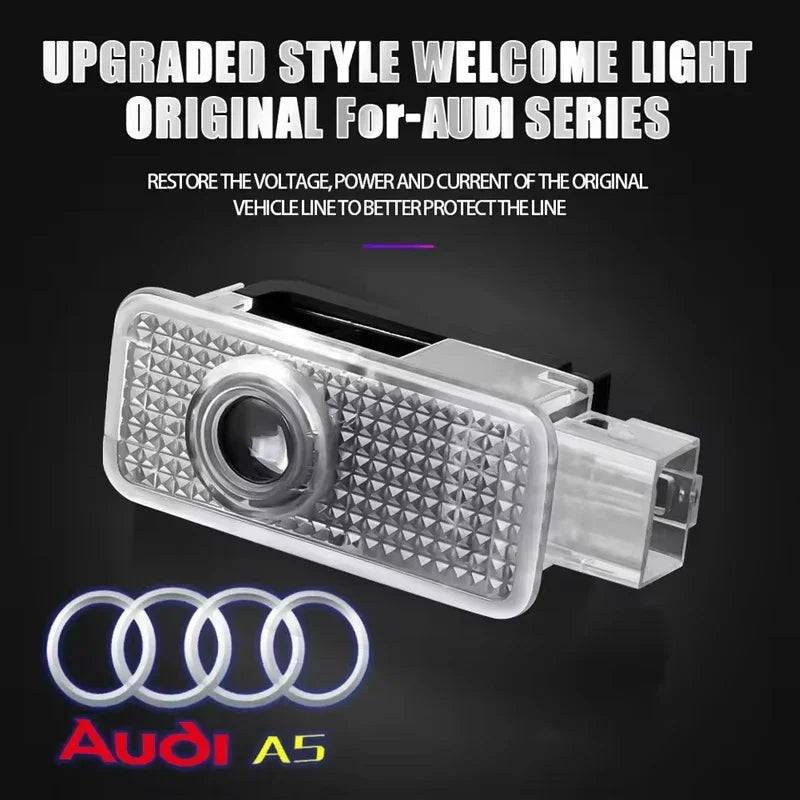 For  2Pcs Car HD Projector Lamp LED Door Welcome Light Sline Quattro RS S4 S5 S6 S7 S8 A3 A4 A5 A6 A7 A8 Q7 RS5 RS6 RS7