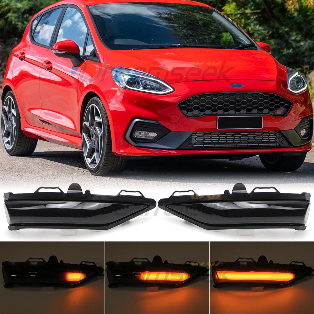 LED Side Mirror Light for Ford Fiesta MK8 2019-22 Fiesta ST Line 2018 with Turn Signal Lamp Smoke Lens Dynamic Blinker Indicator