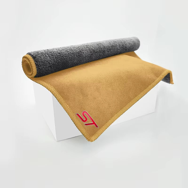 ST Emblem Logo Cleaning Drying Cloth Car Wash Rags Double Layer for Ford Focus X 2 3 Kuga Puma Fiesta ST Line MK3 MK2 MK4 S Max