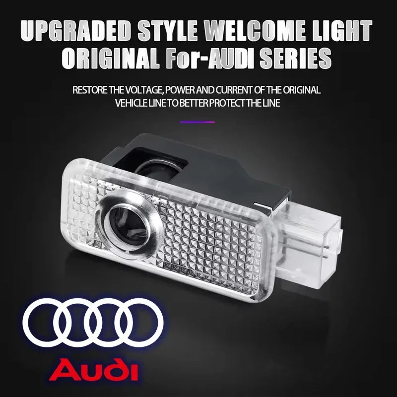 For  2Pcs Car HD Projector Lamp LED Door Welcome Light Sline Quattro RS S4 S5 S6 S7 S8 A3 A4 A5 A6 A7 A8 Q7 RS5 RS6 RS7
