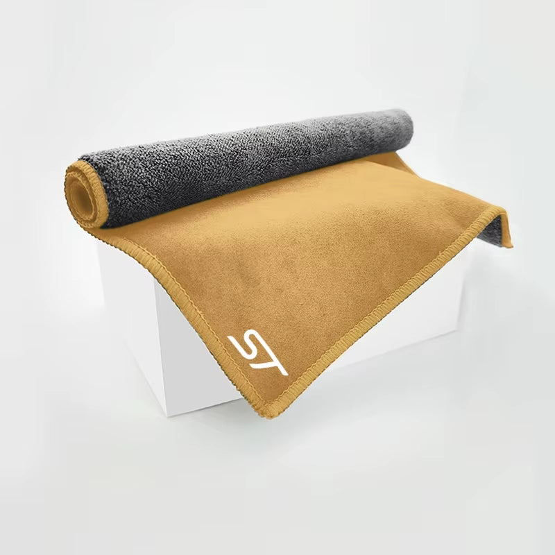 ST Emblem Logo Cleaning Drying Cloth Car Wash Rags Double Layer for Ford Focus X 2 3 Kuga Puma Fiesta ST Line MK3 MK2 MK4 S Max