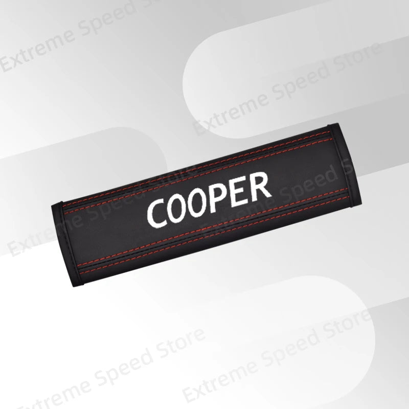 For Mini Cooper John Cooper Works ALL4 Emblem Leather Car Seat Belt Cushion Safety Belt Shoulder Protector Pad Accessories