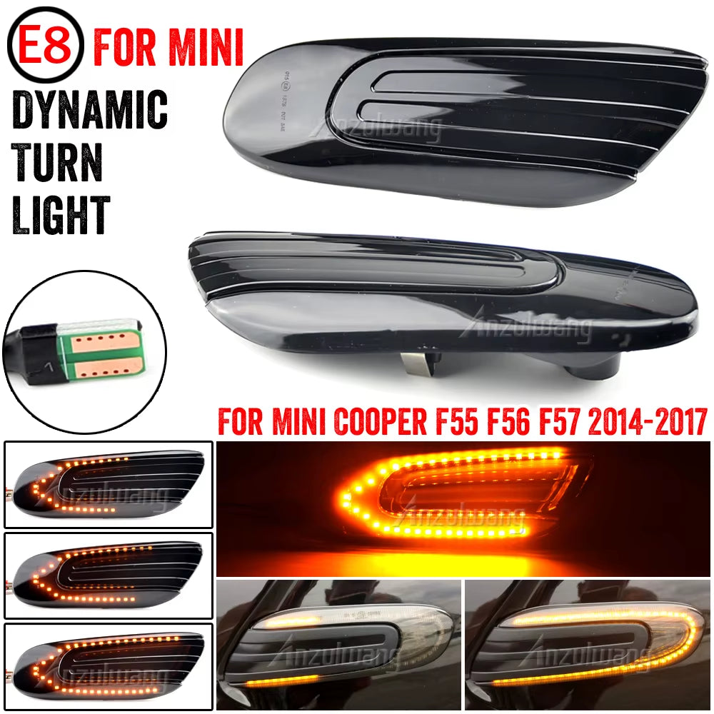 For Mini Cooper F56 F57 Dynamic Led Side Repeater Indicator Lights for Mini Cooper F55 Flowing Side Marker Signal Lamps Lights