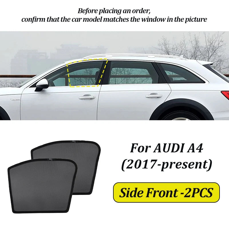 for AUDI A4 B9 2017-2025 3 Boxes Car Window Sunshade Magnetic Curtain Auto Side Window Sunshade Exterior Trim Sun Shade