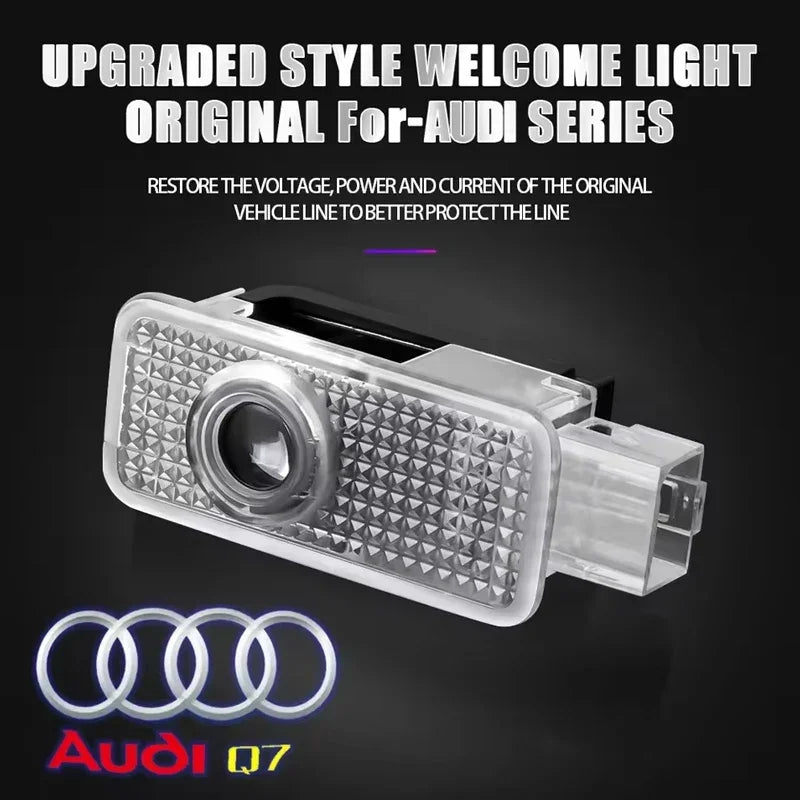 For  2Pcs Car HD Projector Lamp LED Door Welcome Light Sline Quattro RS S4 S5 S6 S7 S8 A3 A4 A5 A6 A7 A8 Q7 RS5 RS6 RS7