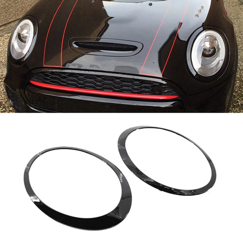 1Pair Headlight Trim Ring Decor Black ABS for 2014-2019 MINI Cooper S F55 F56 F57