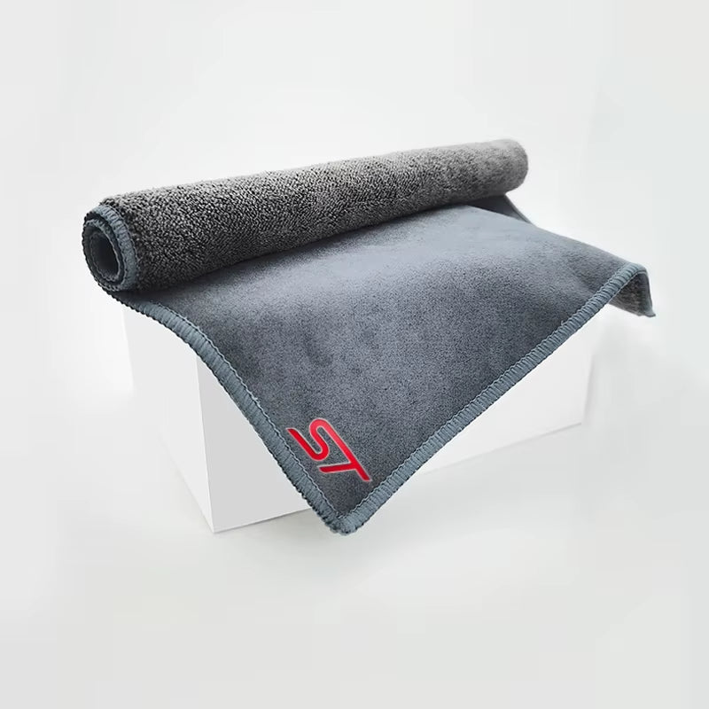 ST Emblem Logo Cleaning Drying Cloth Car Wash Rags Double Layer for Ford Focus X 2 3 Kuga Puma Fiesta ST Line MK3 MK2 MK4 S Max