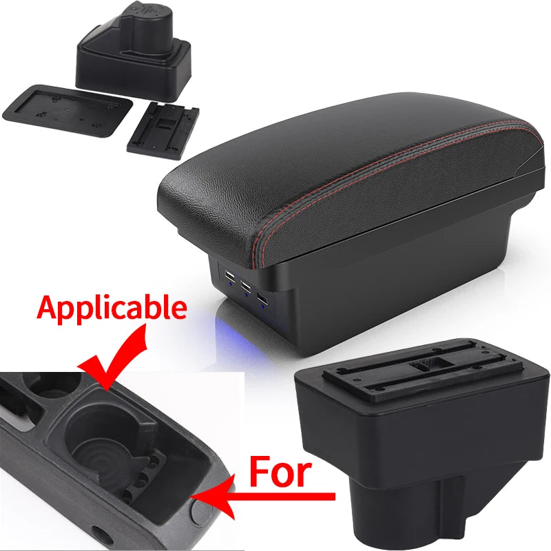 For Ford Fiesta Armrest Box for Ford Fiesta 3 Car Armrest 2011-2018 Car Storage Box Accessories Easy Installation Dedicated