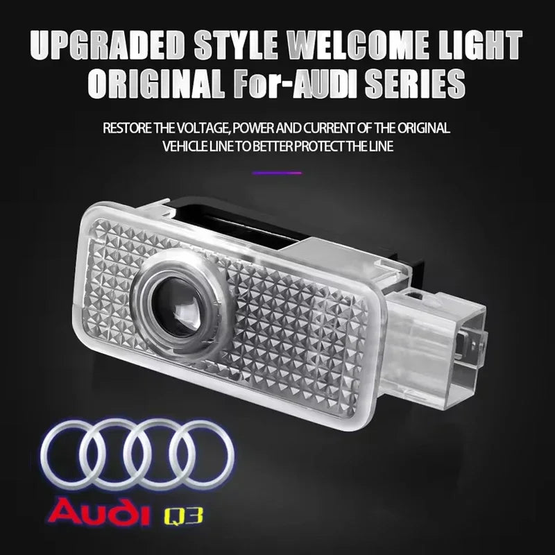 For  2Pcs Car HD Projector Lamp LED Door Welcome Light Sline Quattro RS S4 S5 S6 S7 S8 A3 A4 A5 A6 A7 A8 Q7 RS5 RS6 RS7