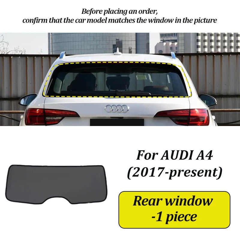 for AUDI A4 B9 2017-2025 3 Boxes Car Window Sunshade Magnetic Curtain Auto Side Window Sunshade Exterior Trim Sun Shade