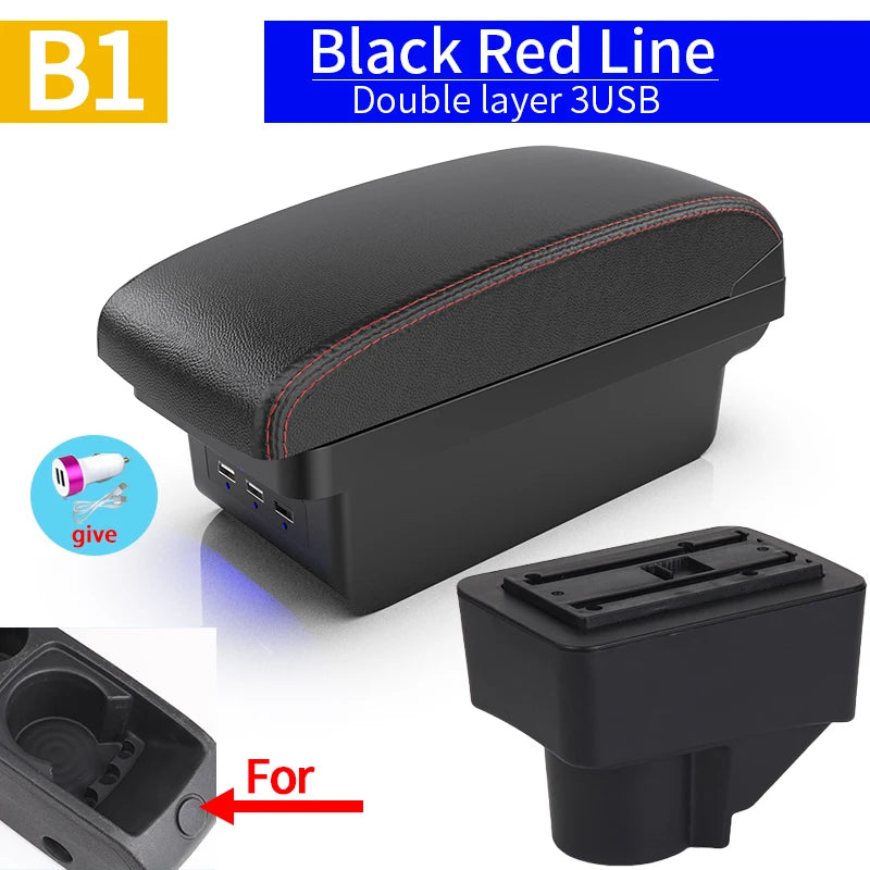 For Ford Fiesta Armrest Box for Ford Fiesta 3 Car Armrest 2011-2018 Car Storage Box Accessories Easy Installation Dedicated