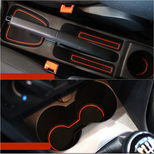 Anti-Slip Rubber Gate Slot Mat Door Groove Pad Cup Cushion for VW POLO 6R 6C 2010-2017 MK5 GTI Car Interior Mat Accessories 9PCS