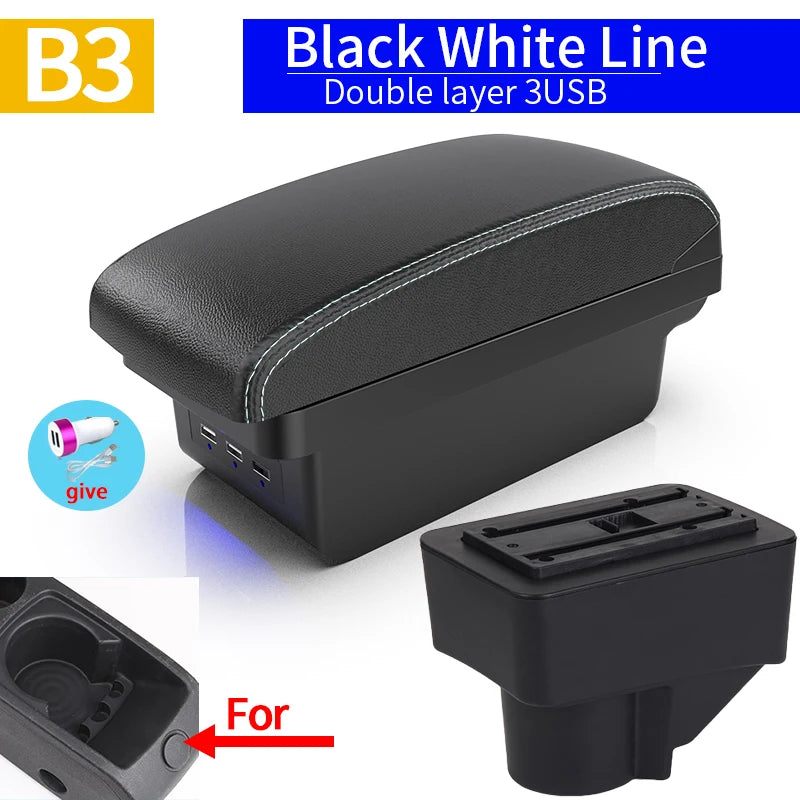 For Ford Fiesta Armrest Box for Ford Fiesta 3 Car Armrest 2011-2018 Car Storage Box Accessories Easy Installation Dedicated