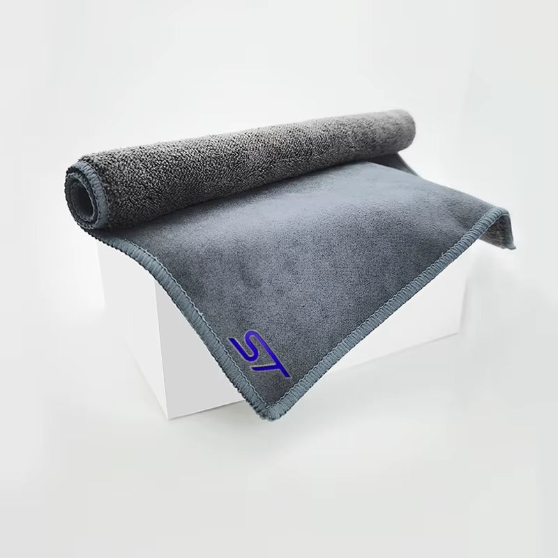 ST Emblem Logo Cleaning Drying Cloth Car Wash Rags Double Layer for Ford Focus X 2 3 Kuga Puma Fiesta ST Line MK3 MK2 MK4 S Max