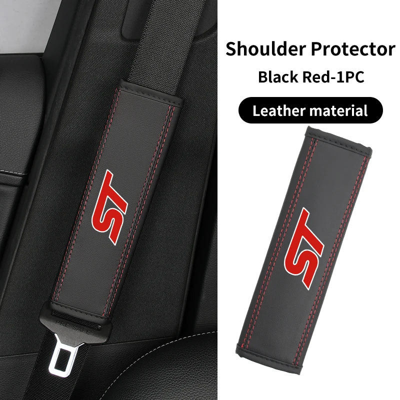 Car Seatbelt Shoulder Cover Belt Buckle Anti-Scratch Mat Accessories for Ford ST Line Racing RS S Kuga Fiesta Fusion Mondeo Edge