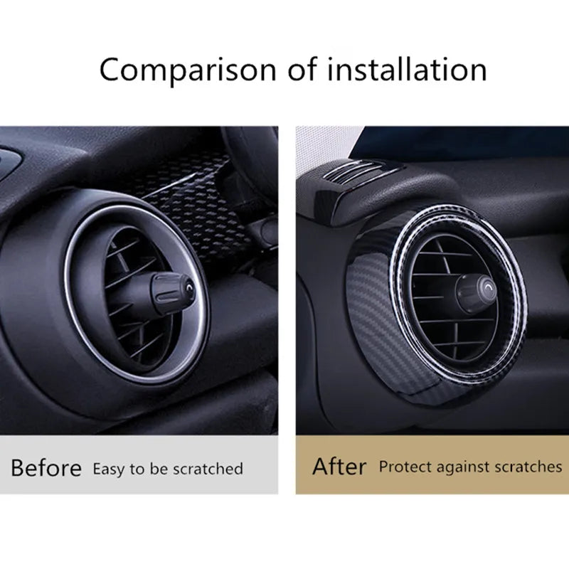 Car Air Vent Ring Outlet Cover Case Carbon Fiber Shell Housing Sticker Decor for Mini Cooper One S JCW F55 F56 F57 Accessories