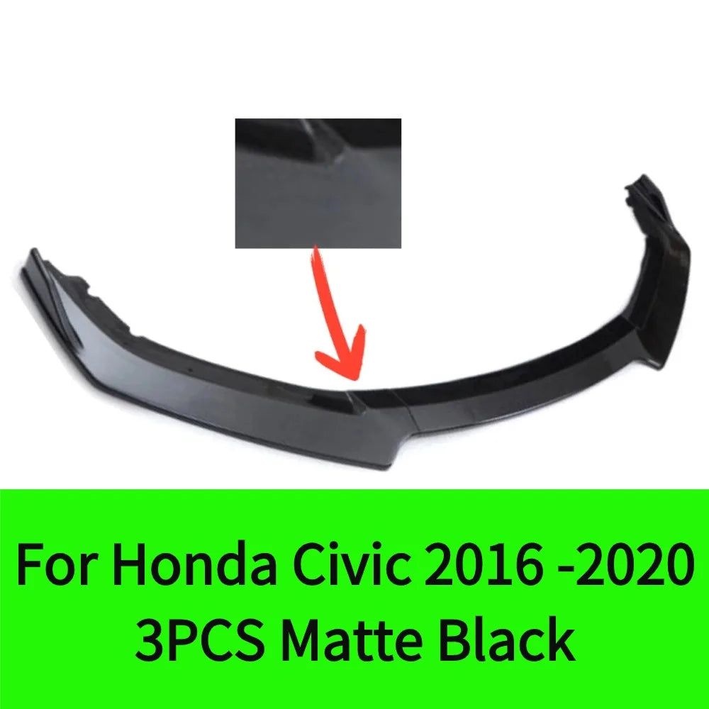 For Honda Civic 2016 2017 2018 2019 2020 2021 Sportback Hatchback Front Bumper Lip Spoiler Splitters Guard Body Kit Guards Car A