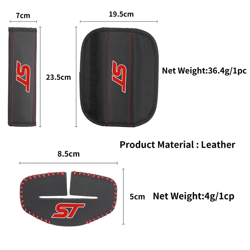 Car Seatbelt Shoulder Cover Belt Buckle Anti-Scratch Mat Accessories for Ford ST Line Racing RS S Kuga Fiesta Fusion Mondeo Edge