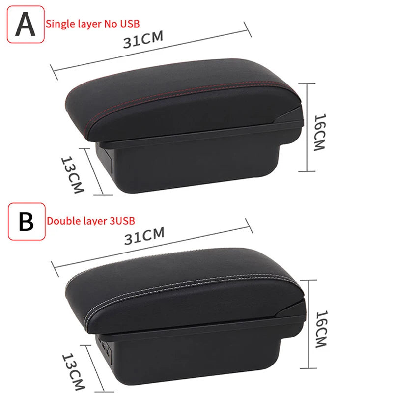 For Ford Fiesta Armrest Box for Ford Fiesta 3 Car Armrest 2011-2018 Car Storage Box Accessories Easy Installation Dedicated