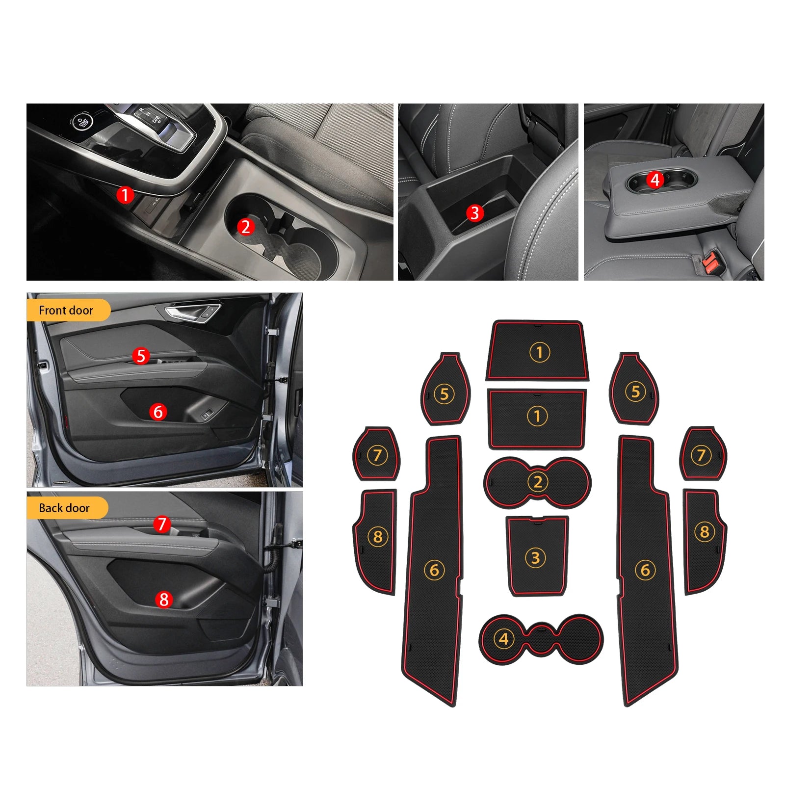 Door Groove Mat for Audi Q4 E-Tron 2021-2025 Car Anti-Slip Mat Rubber Gate Slot Pads Auto Audi Q4 E-Tron Accessories 2024