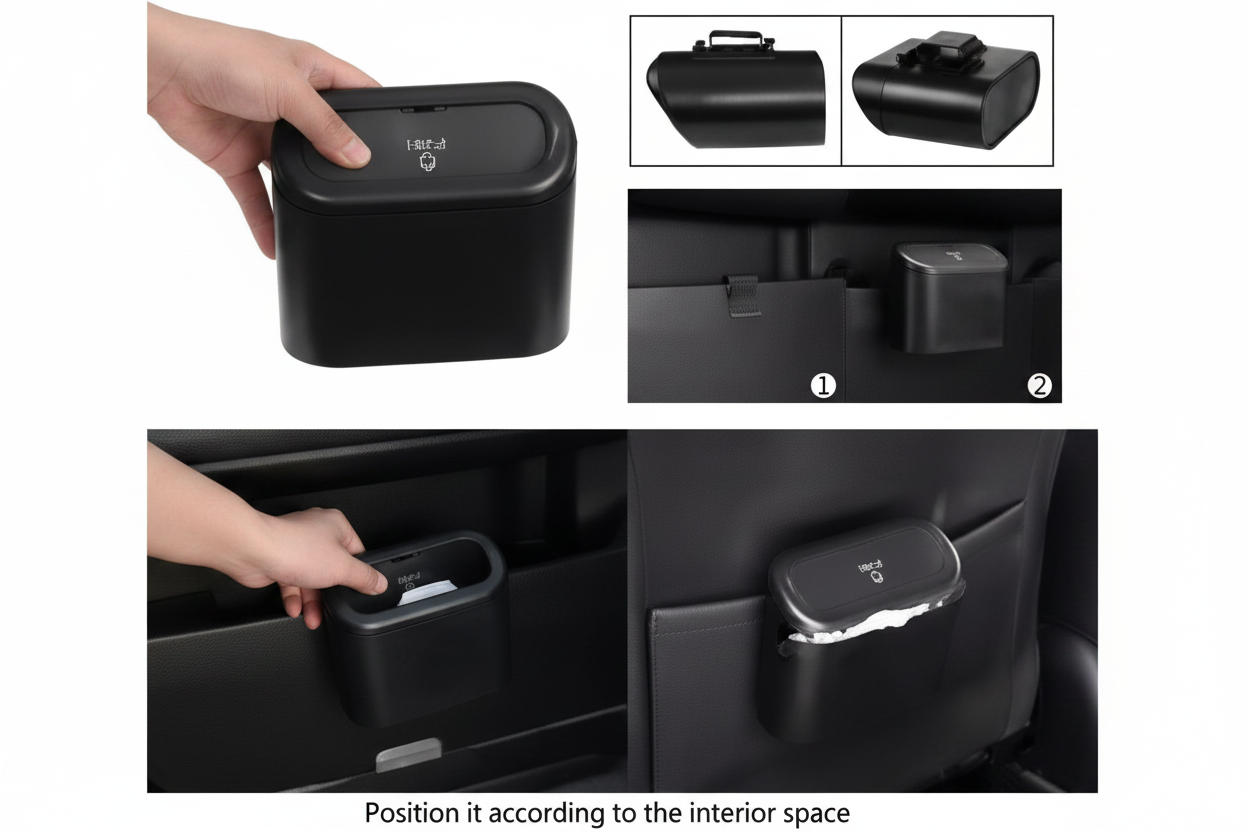 Mini Car Bin with Lid Hanging Waterproof Waste Rubbish Bin