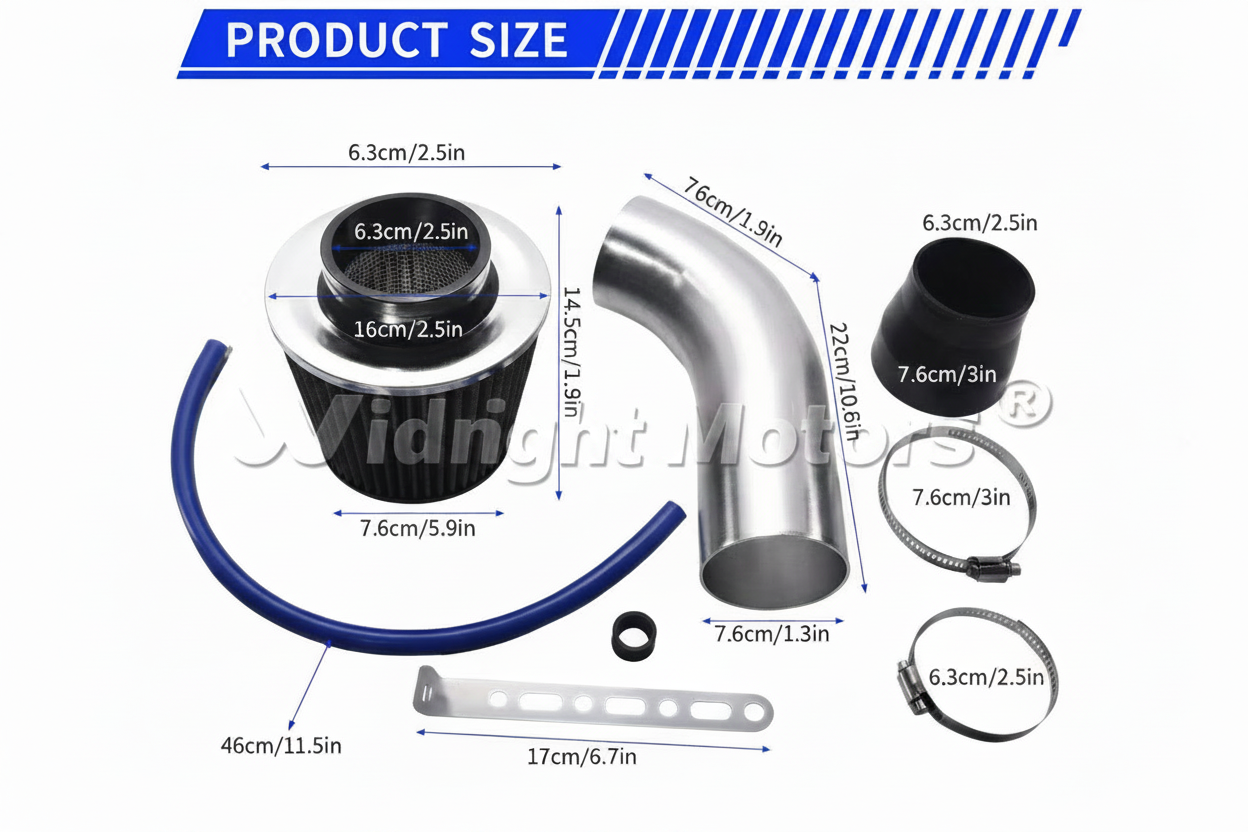 Car Air Intake Filter 3 Inch Mushroom Head High Flow Cold Air Intake