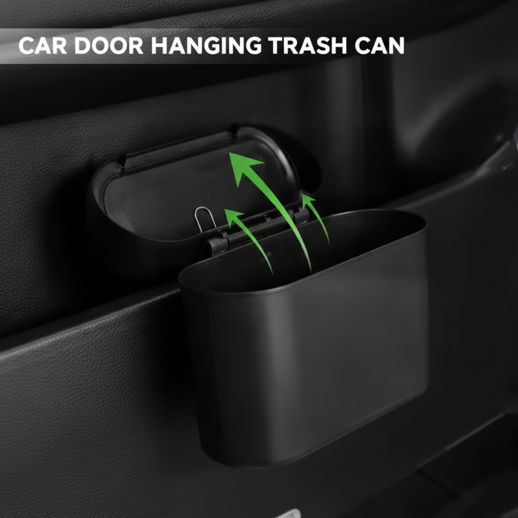 Mini Car Bin with Lid Hanging Waterproof Waste Rubbish Bin