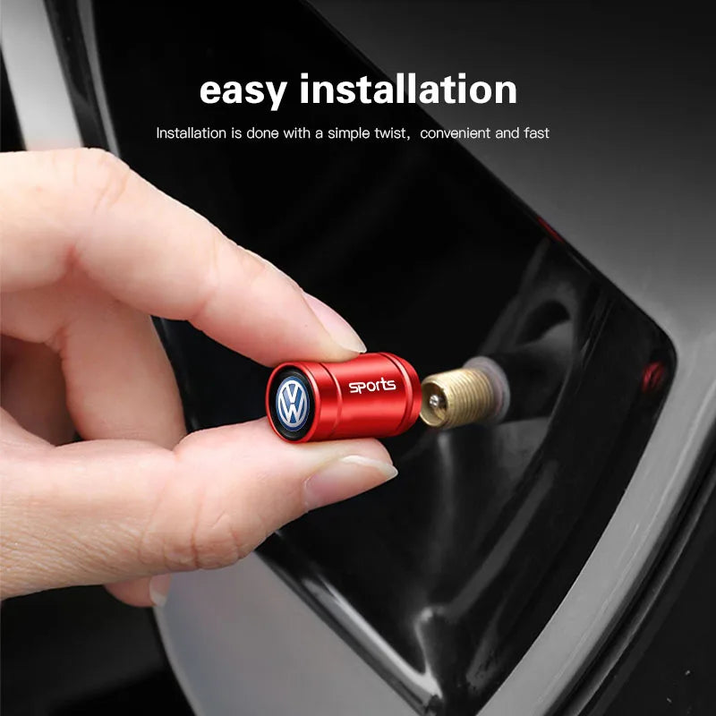 4Pcs  Valve Cap Alloy Dust Cover Car Tire Accessories for VW Polo Golf GTI CC Tiguan Arteon Passat Jetta Touareg ID.3