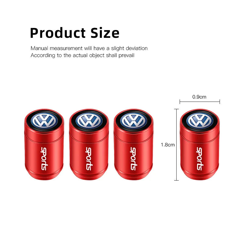 4Pcs  Valve Cap Alloy Dust Cover Car Tire Accessories for VW Polo Golf GTI CC Tiguan Arteon Passat Jetta Touareg ID.3