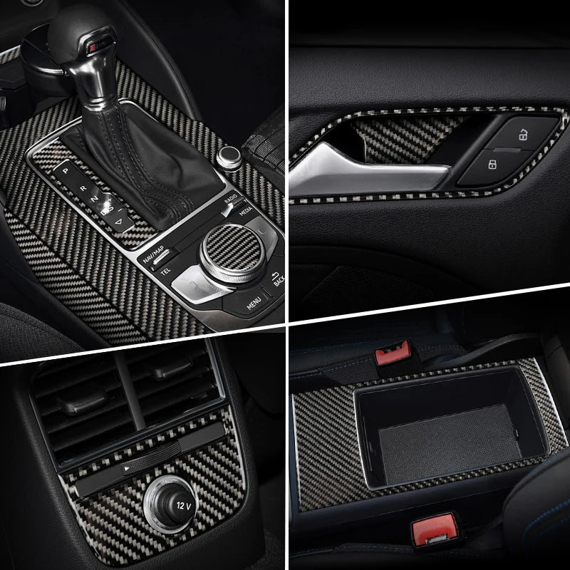 Carbon Fiber for Audi A3 8V S3 Car Interior Gearshift Air Conditioning CD Panel Door Armrest Cover Trim Stickers Accessories