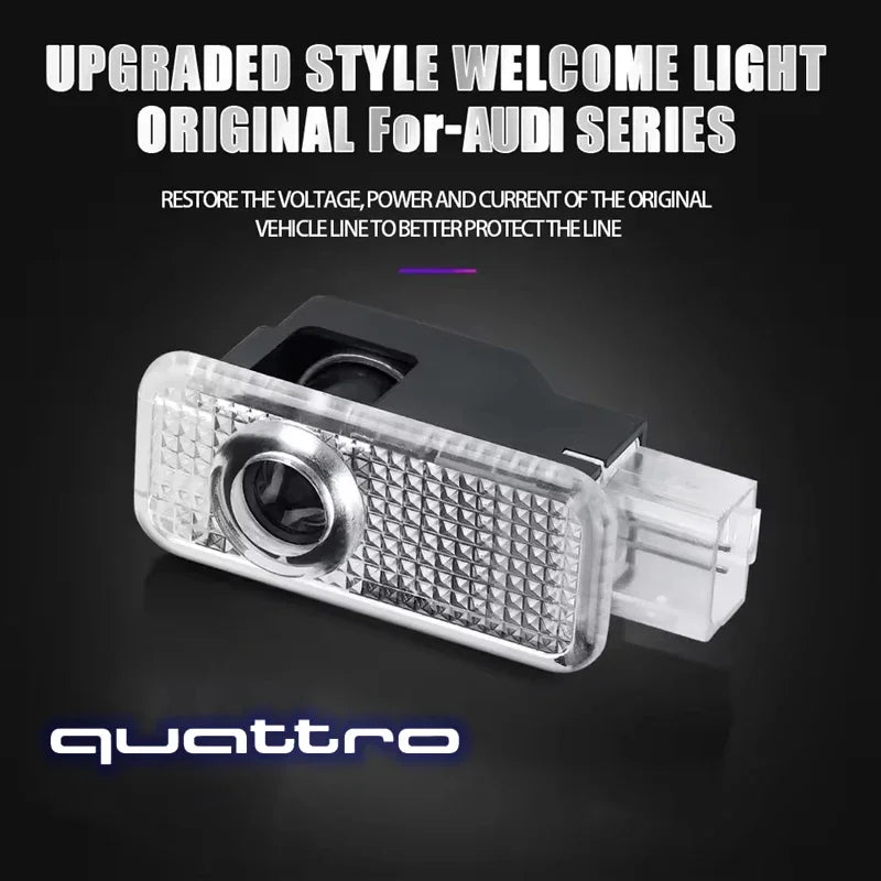For  2Pcs Car HD Projector Lamp LED Door Welcome Light Sline Quattro RS S4 S5 S6 S7 S8 A3 A4 A5 A6 A7 A8 Q7 RS5 RS6 RS7