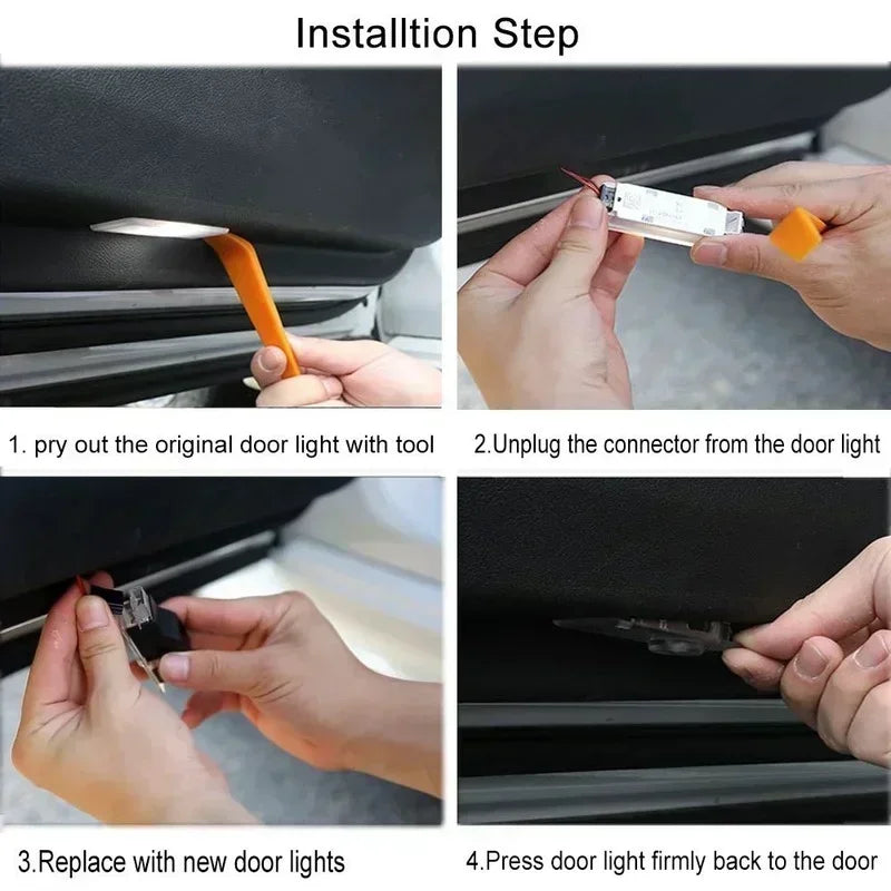 For  2Pcs Car HD Projector Lamp LED Door Welcome Light Sline Quattro RS S4 S5 S6 S7 S8 A3 A4 A5 A6 A7 A8 Q7 RS5 RS6 RS7