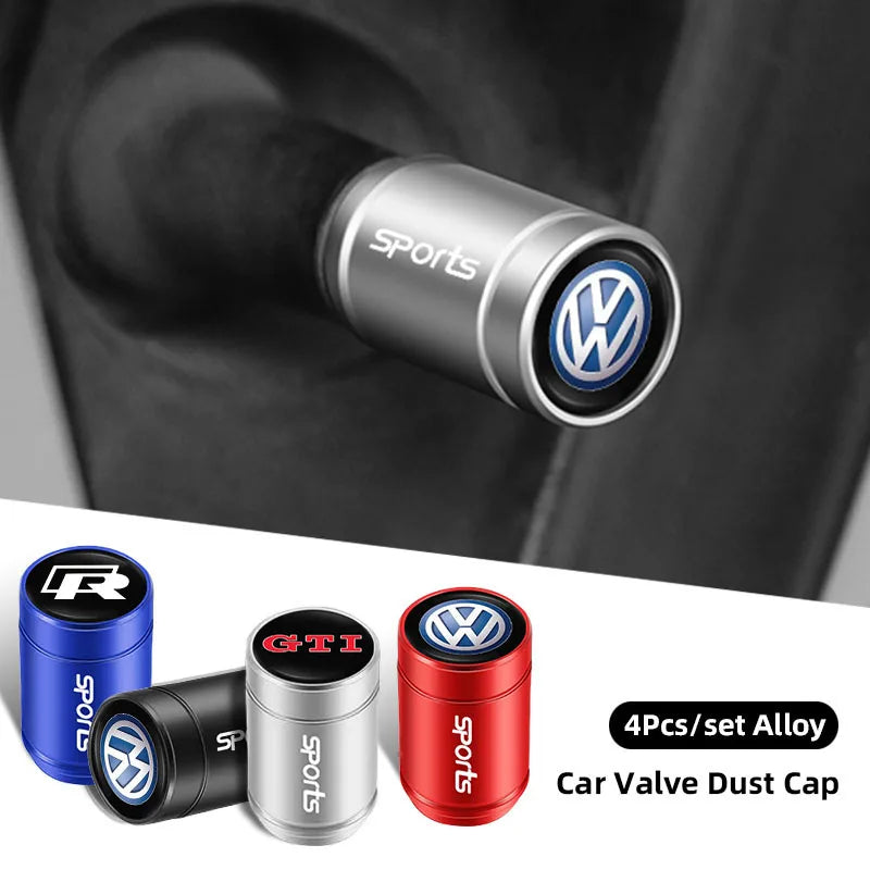 4Pcs  Valve Cap Alloy Dust Cover Car Tire Accessories for VW Polo Golf GTI CC Tiguan Arteon Passat Jetta Touareg ID.3