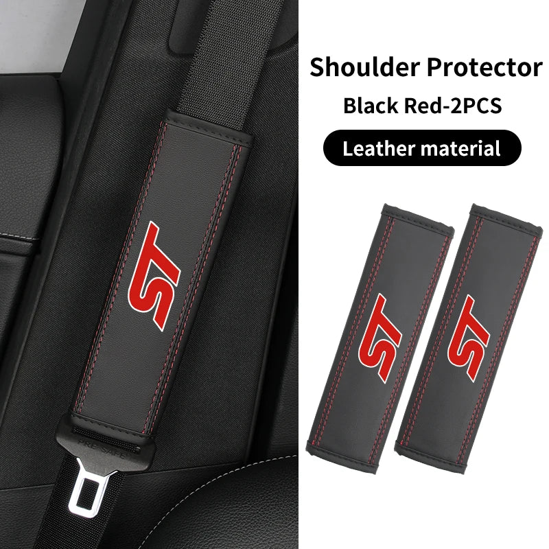 Car Seatbelt Shoulder Cover Belt Buckle Anti-Scratch Mat Accessories for Ford ST Line Racing RS S Kuga Fiesta Fusion Mondeo Edge