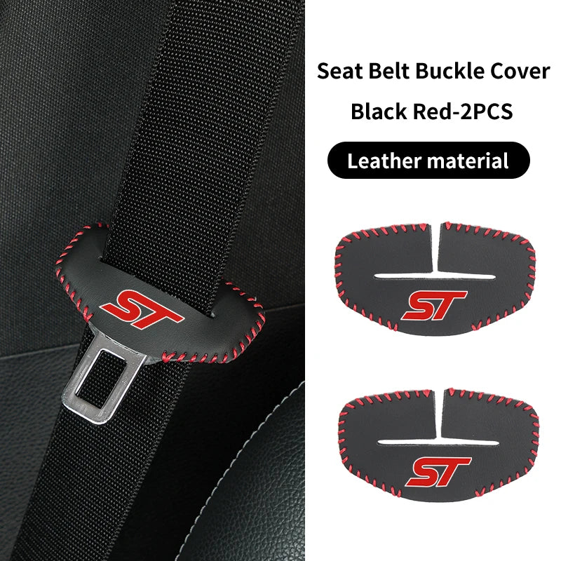 Car Seatbelt Shoulder Cover Belt Buckle Anti-Scratch Mat Accessories for Ford ST Line Racing RS S Kuga Fiesta Fusion Mondeo Edge