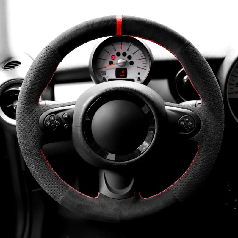 Custom Soft Suede Car Steering Wheel Braid Cover 100% Fit for Mini Cooper/Cooper S One Auto Interior Accessories