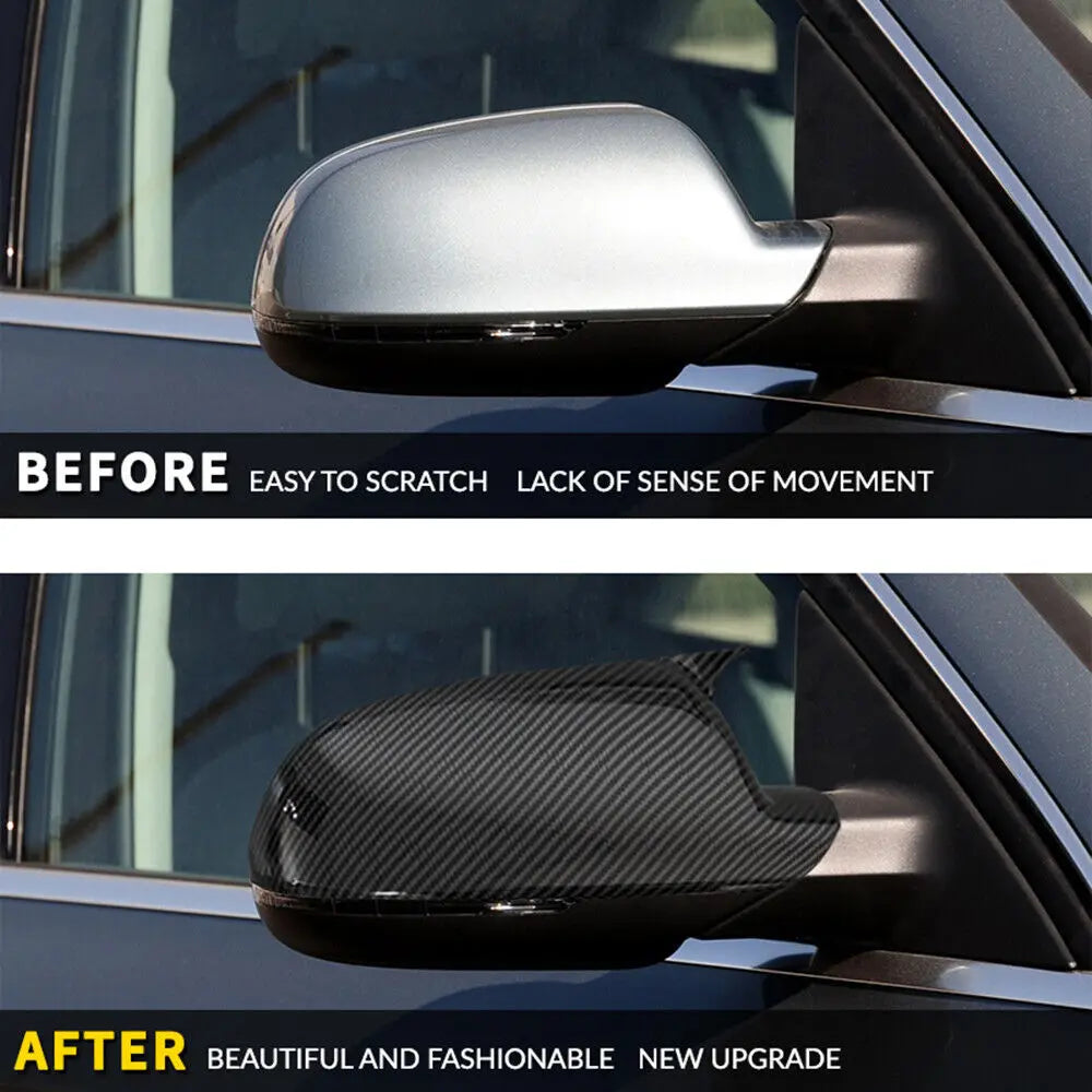 High Quality Rearview Side Mirror Cover Wing Cap Exterior Door Rear View Case Trim Carbon Fiber Look for Audi A3 8P A4 A5 B8.5 S