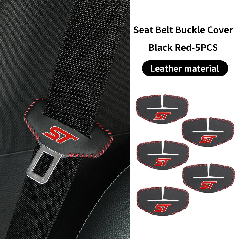 Car Seatbelt Shoulder Cover Belt Buckle Anti-Scratch Mat Accessories for Ford ST Line Racing RS S Kuga Fiesta Fusion Mondeo Edge