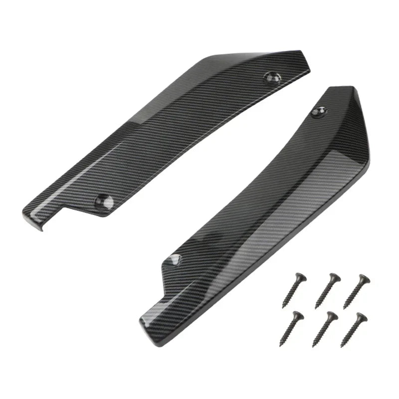 2Pcs Universal Car Rear Bumper Lip Diffuser Splitter Spoiler Scratch Protector Black Carbon Fiber Rear Lip Wrap Angle Splitters