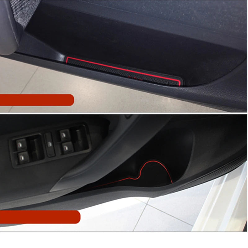 Anti-Slip Rubber Gate Slot Mat Door Groove Pad Cup Cushion for VW POLO 6R 6C 2010-2017 MK5 GTI Car Interior Mat Accessories 9PCS