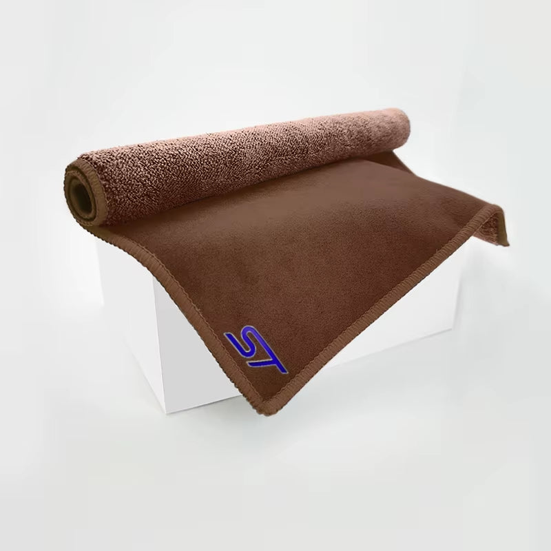 ST Emblem Logo Cleaning Drying Cloth Car Wash Rags Double Layer for Ford Focus X 2 3 Kuga Puma Fiesta ST Line MK3 MK2 MK4 S Max