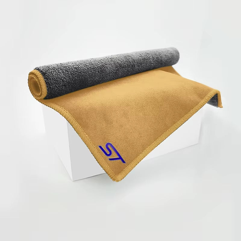 ST Emblem Logo Cleaning Drying Cloth Car Wash Rags Double Layer for Ford Focus X 2 3 Kuga Puma Fiesta ST Line MK3 MK2 MK4 S Max