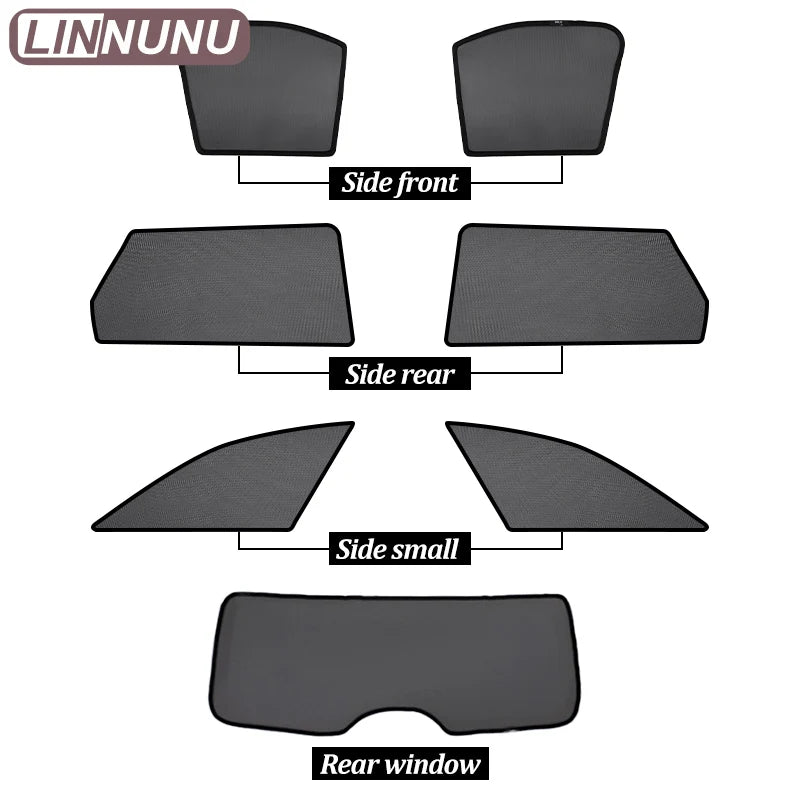 for AUDI A4 B9 2017-2025 3 Boxes Car Window Sunshade Magnetic Curtain Auto Side Window Sunshade Exterior Trim Sun Shade