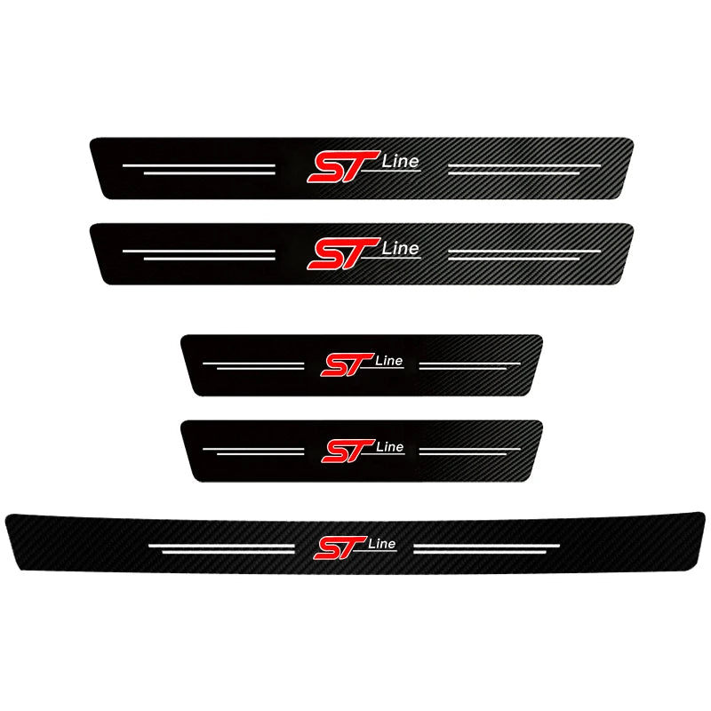 1/4/5Pcs Car Door Sill Scuff Plate Decor Carbon Fiber Stickers for Ford ST Line Focus Fiesta Shelby Edge Mondeo Explorer Transit