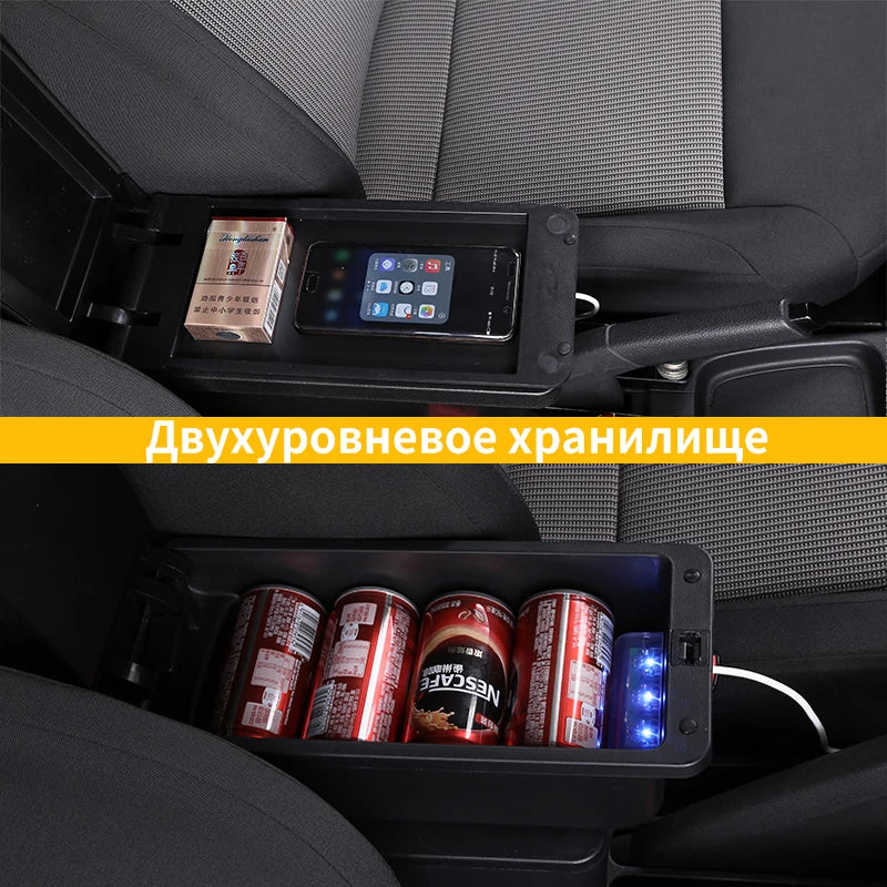 For Ford Fiesta Armrest Box for Ford Fiesta 3 Car Armrest 2011-2018 Car Storage Box Accessories Easy Installation Dedicated